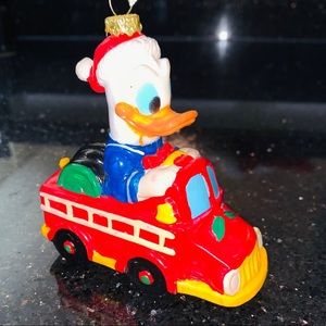 Vintage Donald Duck Firetruck Christmas Ornament